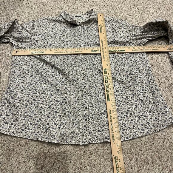 LL Bean Wrinkle Free Button Down Shirt Sz 2X Floral Blue Gray Casual Preppy - Picture 3 of 6